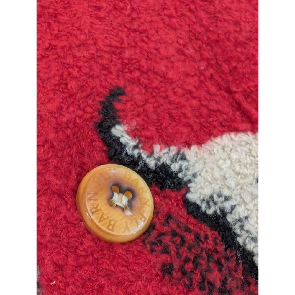 Vintage Barn Fly Bronco Bull Fleece Cardigan Jacket Small Ranch Western Red S - Picture 13 of 16
